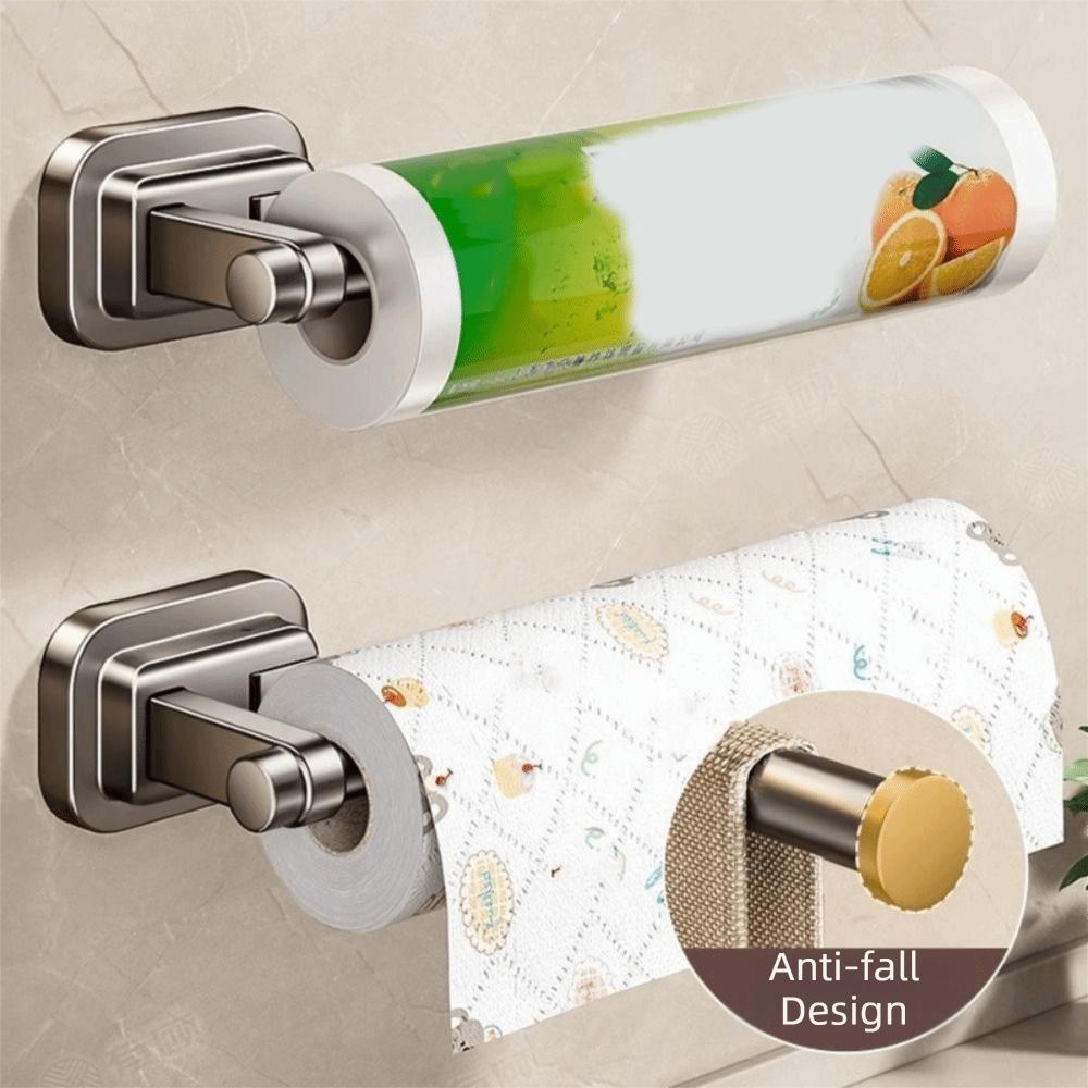 Space Aluminum Suction Cup Paper Towel Holder Easy Install Paper Towel Storage Rack Cabinet