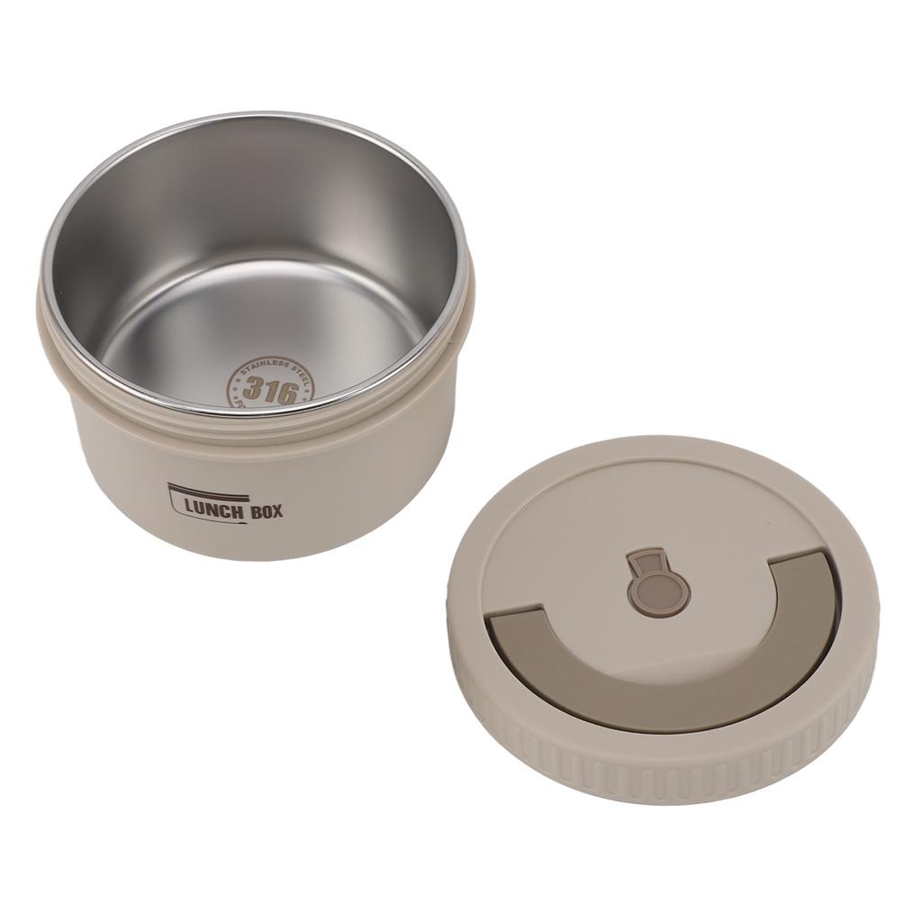 Круглый контейнер для ланча бенто 600 мл из нержавеющей стали, герметичный, не протекающий, с термоизоляцией, портативный для хранения еды