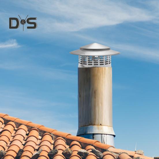 Round Chimneys Cover with Mesh Screen Tapered Top Metal Chimneys Cover Weather-proof Outside Roof Cone Top Fireplace Exhaust Rain Cover