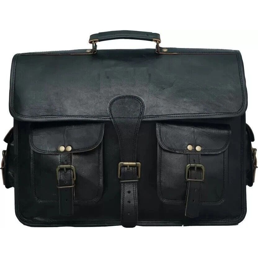 Винтажный портфель для ноутбука, сумка-портфель, черная мужская кожа цвета желтой кожи