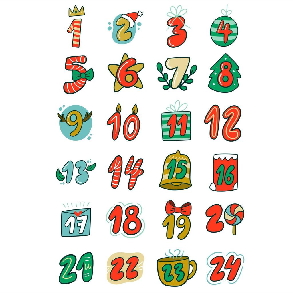 24 шт./лот, Рождественский Адвент-календарь, номер, ПВХ, уплотнительная наклейка на Новый год, Рождественский мешок для конфет, подарочная коробка, фирменная этикетка, уплотнительная наклейка