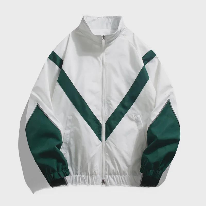 Мужская легкая куртка со светоотражающими швами и воротником-стойкой — повседневный спортивный стиль для весны и осени