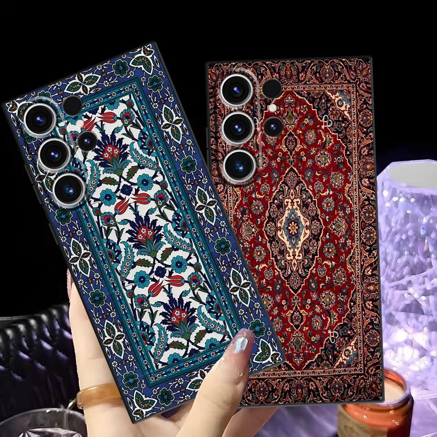 Ретро Этнический Узор Тотем Черный Мягкий Чехол для Телефона для Samsung Galaxy S21 FE S25 Edge S23 Ultra S24 Plus S20