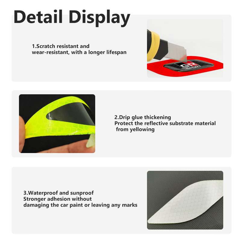 For S6 Car Reflective Badge Auto Side Body Fender Safety Warning Sticker GRsport Hilux Aygo Yaris Corolla Rav4 CHR Auris JH6