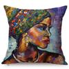 African Black Woman Portrait Oil Painting Sofa Decoration Pillow Case Africa Girl Lady Style Cotton Linen Cushion Cover