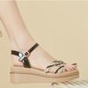 Summer Platform Wedge Sandals High Quality Pu Leather Upper Open Toe Buckle Straps Fashion Modern Shoes Women Buckle Strap 2024