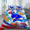 Крутой комплект постельного белья с Соником – Комплект bedding, Пододеяльник для спальни, Декор для дома – Подарки на день рождения для детей и подростков