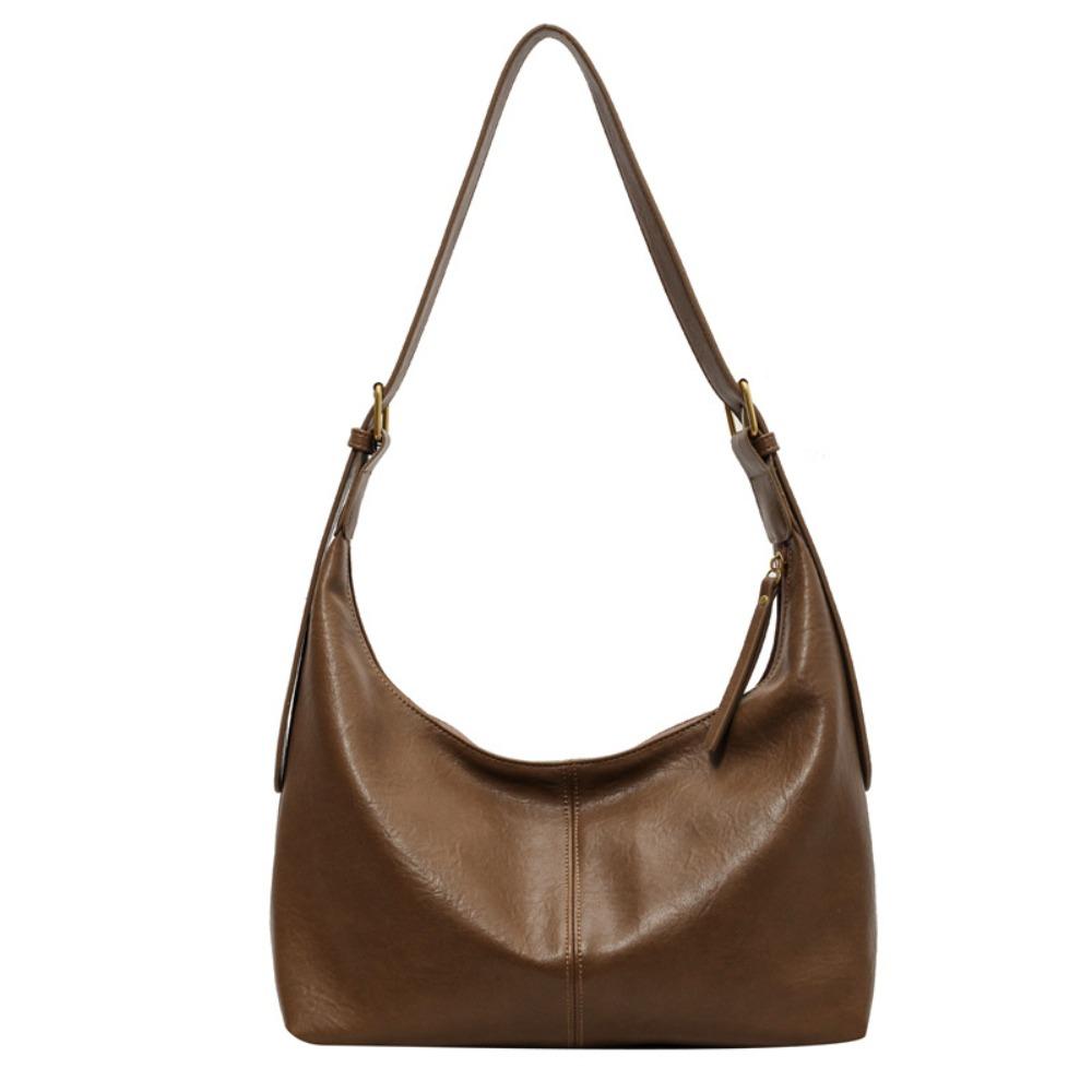 Korean Style Large Capacity Handbag Solid Color Underarm Packs Retro PU Tote Bag  Office Worker