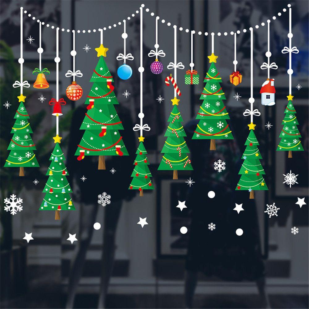Holiday Scene Xmas Decoration Wall Sticker Home Decals Christmas Window Stickers Santa Claus