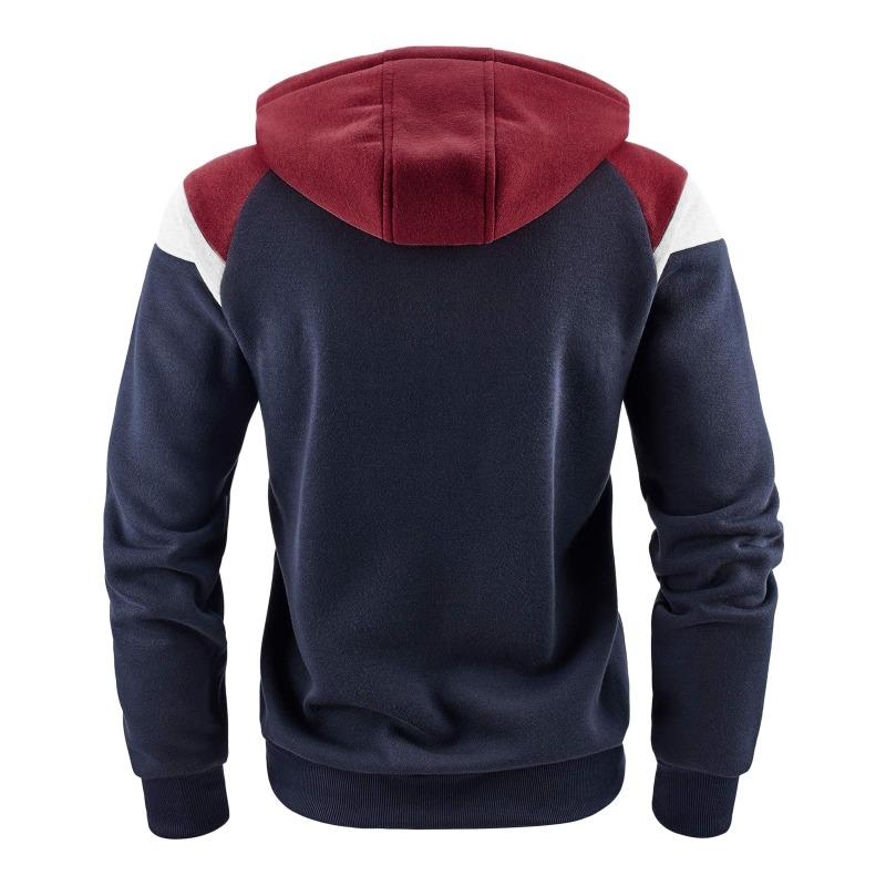 Men S Color Block Hooded Zip Up Sweatshirt Casual Long Sleeve