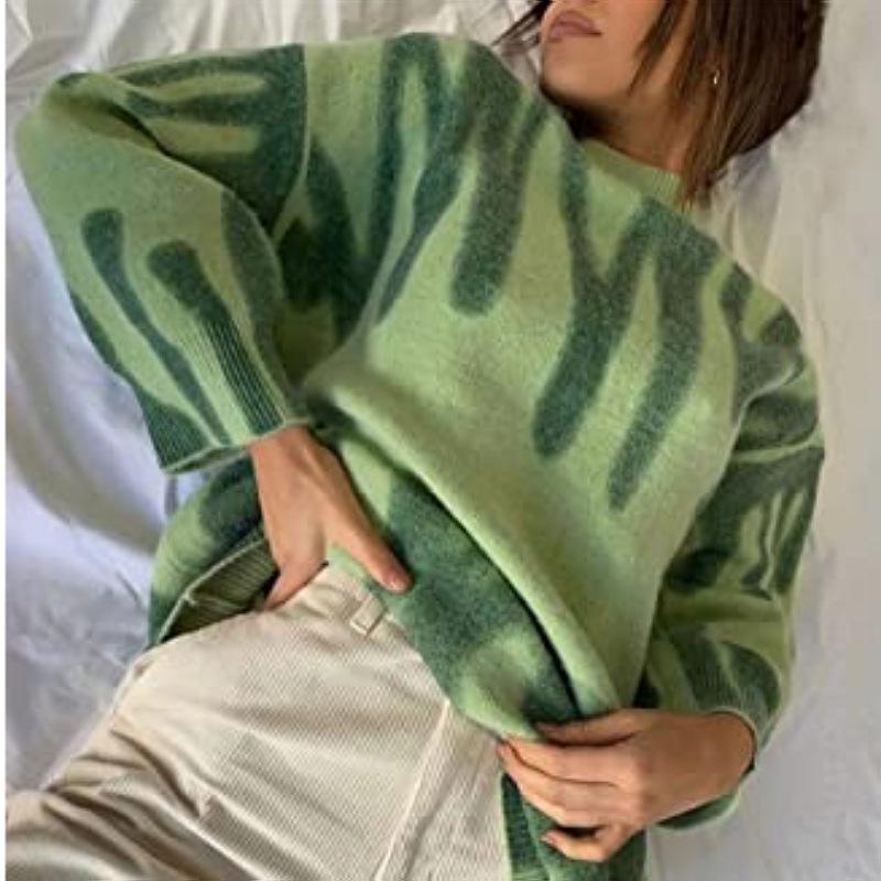 Женский вязаный свитер свободного кроя с принтом в ленивом стиле Осень/Зима 2025