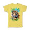 Подарочная футболка : Тигр Листья Дикие Животные Дикая Природа Фауна Сафари Виды