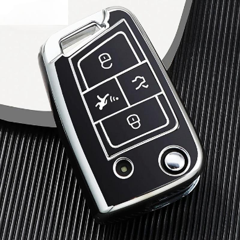 Чехол для ключей от машины из ТПУ с 4 кнопками для VW Volkswagen Golf VII Mk7 GTI Jetta Flip Hoder, брелок с дистанционным управлением, защитная крышка