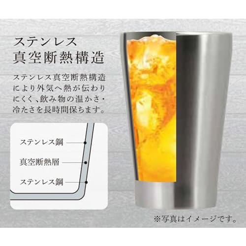 Pearl Metal Vacuum Insulated Tumbler, 280ml, Keeps Hot or Cold, Anti-Condensation, Stainless Steel, Satin, Vintage Bar Style, HC-309