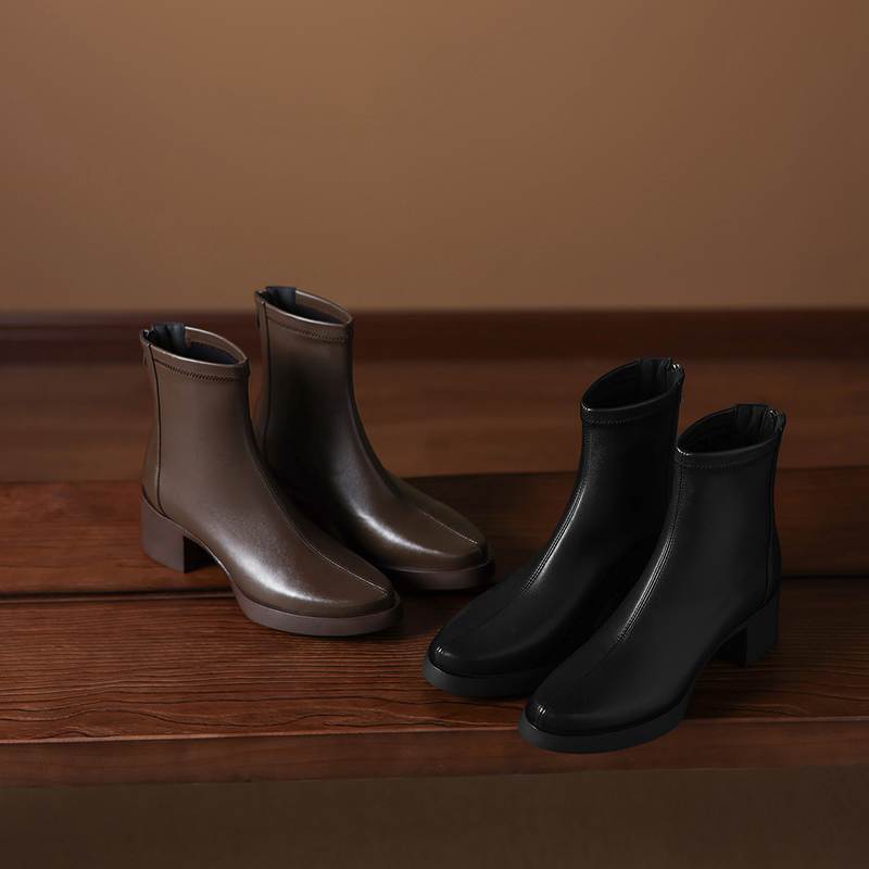 Krazing Pot Микрофибра Круглый носок Толстый каблук Современные ботинки Размер 42 Молния Платформа Красота Леди Женские Ботильоны