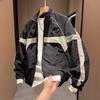 Весенне-осенний новый тренд Сшивная куртка со стойкой воротником Куртка Модная Простая Контрастного цвета Универсальный Повседневный топ