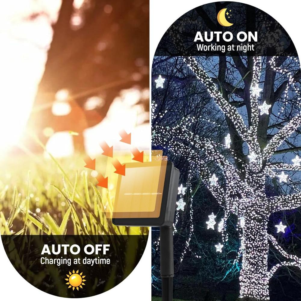 Solar String Lights for Outside,50ft Solar Lights Outdoor Waterproof 100 Led Solar Fairy Lights 8 Lighting Mode Solar String Lights Idea