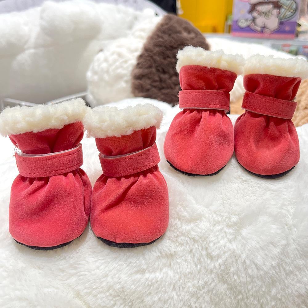 4PCS Winter Dog Shoes Super Warm Anti-Slip Wear-Resistant Dog Outdoor Boots for Small Medium Dogs Cats Puppy Pet Accessories