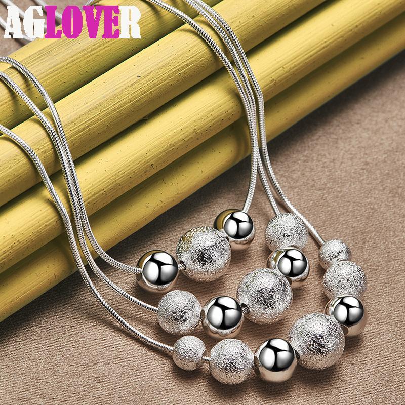 Ювелирные изделия из стерлингового серебра 925 пробы с цепочкой из трех змей, матовое гладкое ожерелье с подвеской