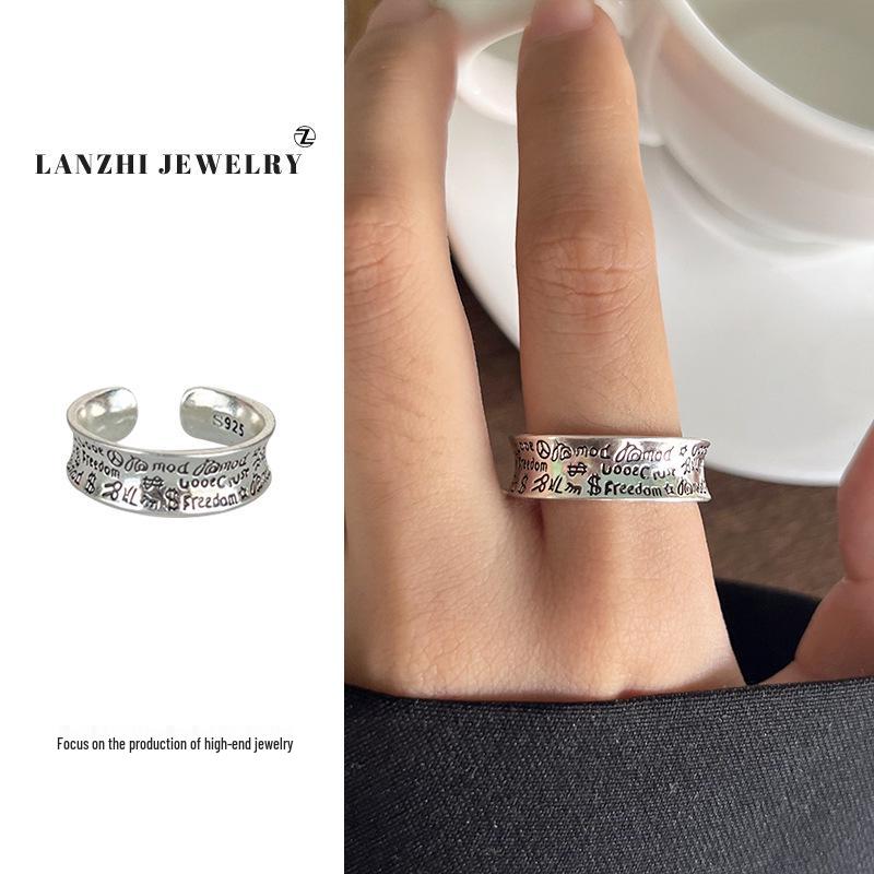 Тайское серебро Женское наборное кольцо - Серебро 925 пробы, Нишевый дизайн, Простые и универсальные украшения