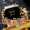 Дофаминовый ремешок для Apple Watch 9 8 7 6 5 4 SE UItra 2 Геометрический женский металлический эластичный браслет для iWatch 42 мм 40 38 41 49 45 44 мм
