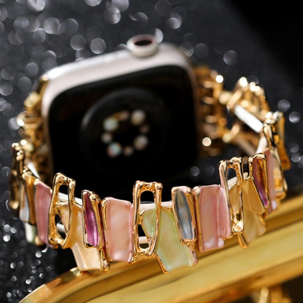 Дофаминовый ремешок для Apple Watch 9 8 7 6 5 4 SE UItra 2 Геометрический женский металлический эластичный браслет для iWatch 42 мм 40 38 41 49 45 44 мм