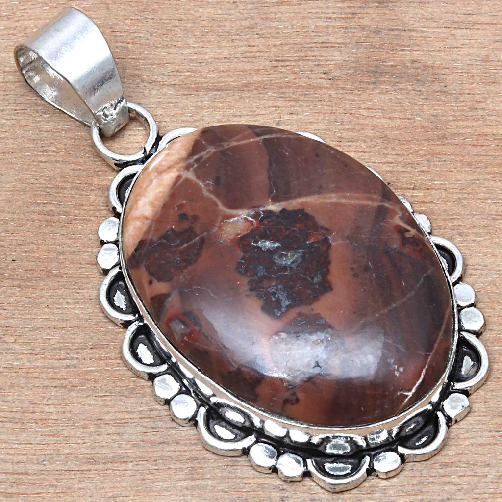Pendant Designer Jasper Gemstone Valentine'Day Gifted Silver Jewelry 2.25"