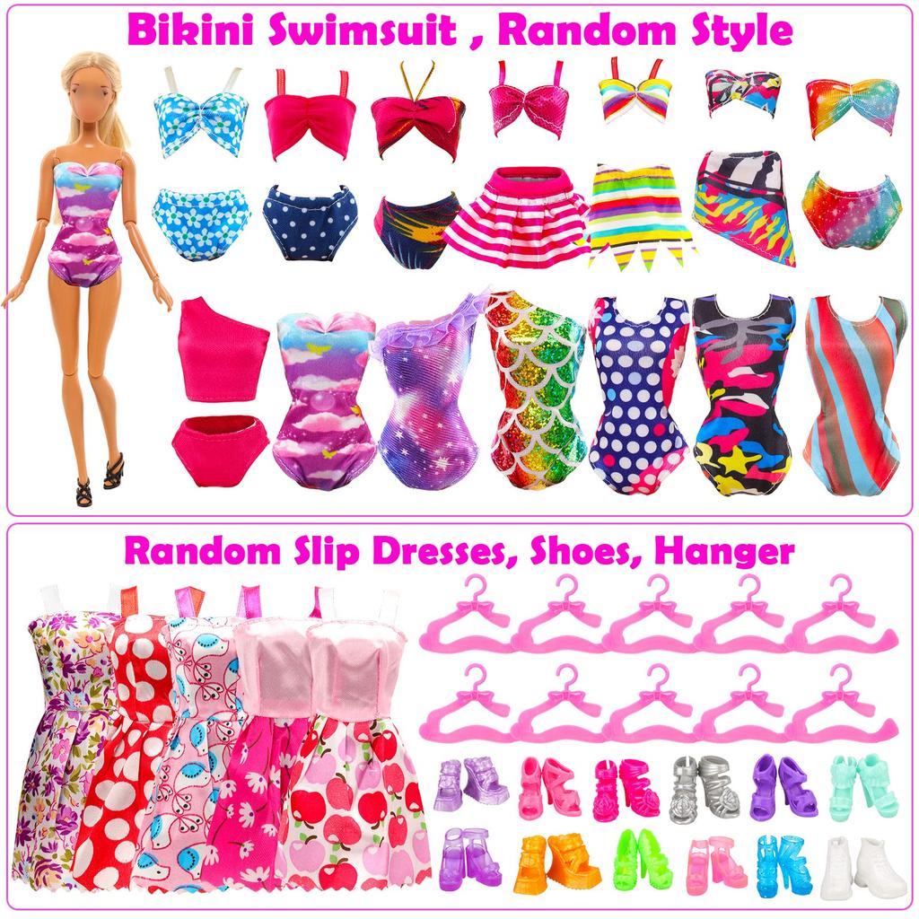 Barwawa Doll Clothes 30cm Doll Clothes Doll Dresses 52 Sets 3 Clothes 14 Dresses 3 Swimsuits 10 Pairs Shoes Computer Hanger and 22 Accessories for