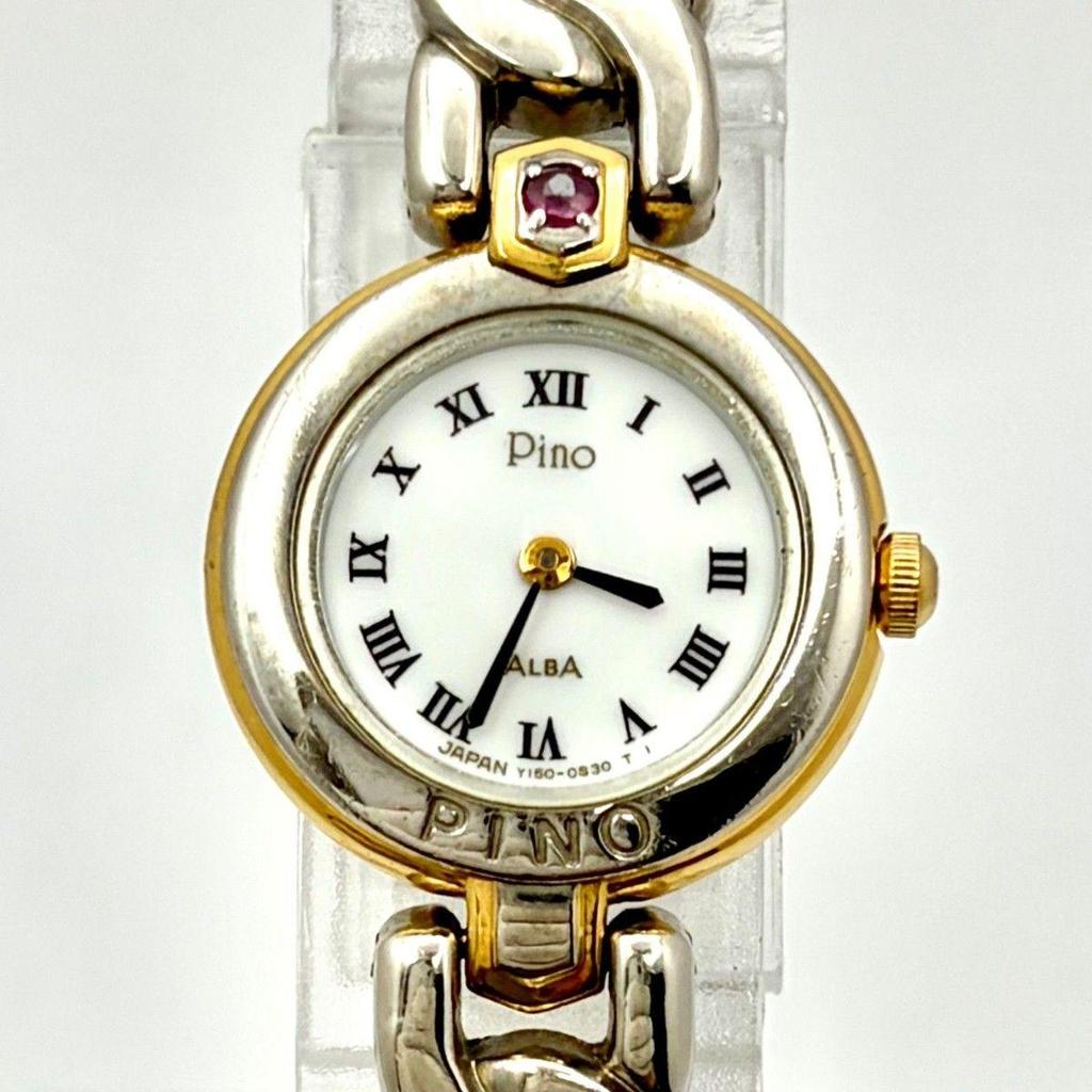 Used [New Battery] SEIKO ALBA Pino Ladies Watch Color Stone Y150-0G20 330353
