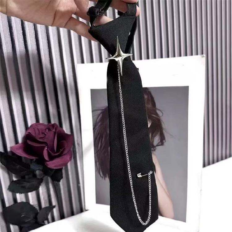 Мужчины Женщины Кресты Брошь Цепь Галстук для Школьного Мероприятия и Повседневных Свиданий Регулируемый Готовый Черный Галстук Униформа Шейный Аксессуар