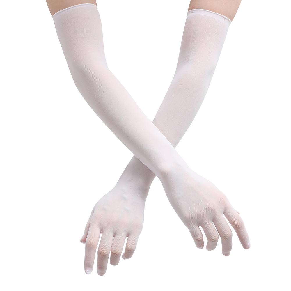 Opera Prom Full Finger Transparent Gloves Long Sheer Seamless Mitten Finger Pantyhose Gloves