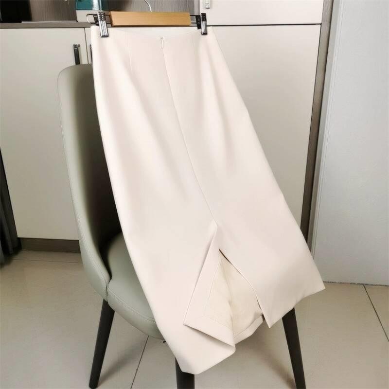 Женская юбка прямого кроя, однотонная, с высокой талией, облегающая бедра, черная юбка в стиле «коммутация», полудлинная