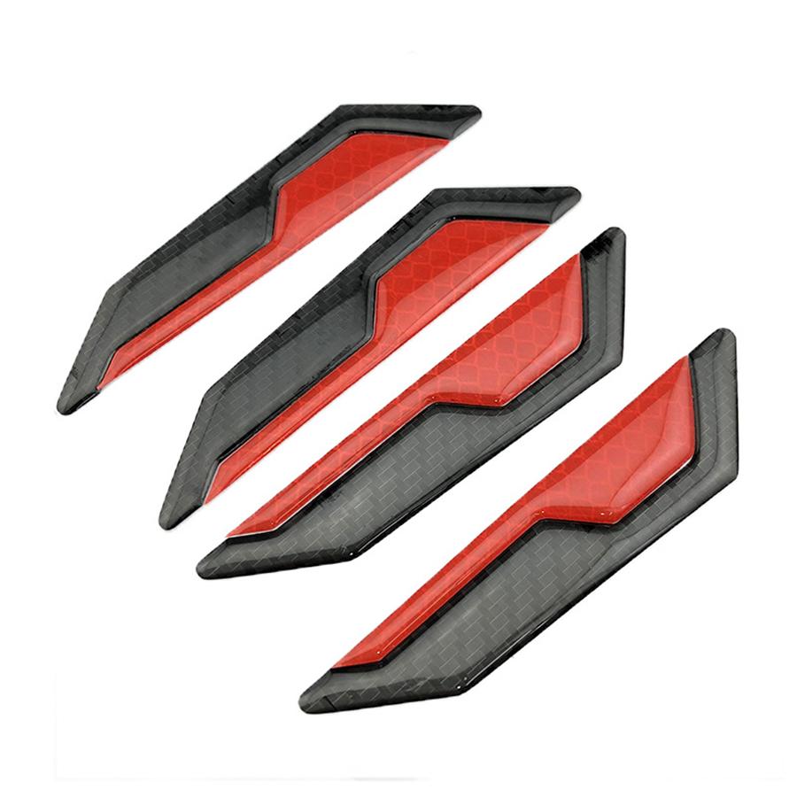 4Pcs Red Reflector Car Side Door Edge Protector Guard Sticker Carbon Fiber Color