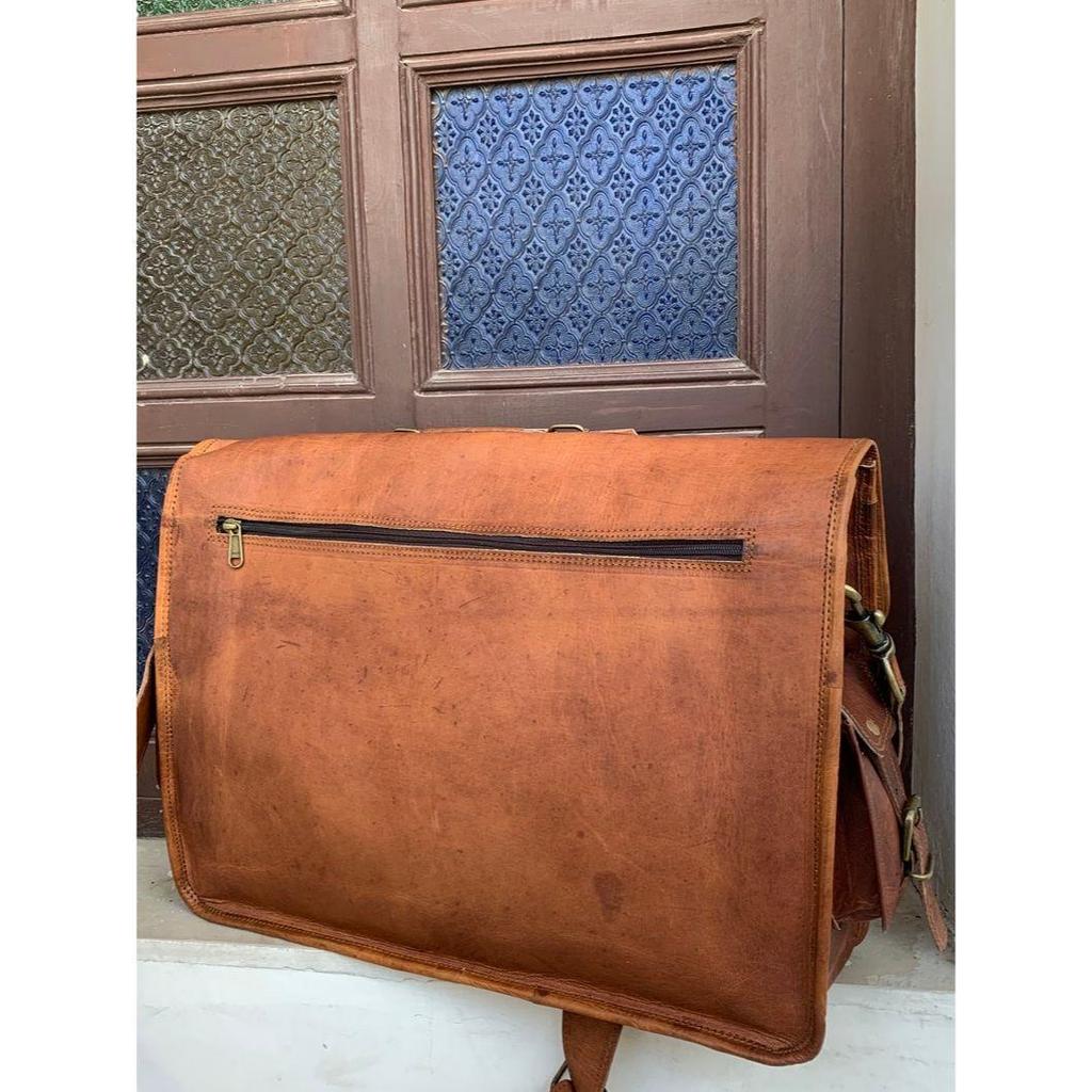 Handmade Leather Bag- Vintage Personalised Handmade Leather Messenger Bag Laptop Briefcase Computer Satchel Bag for Men & Women