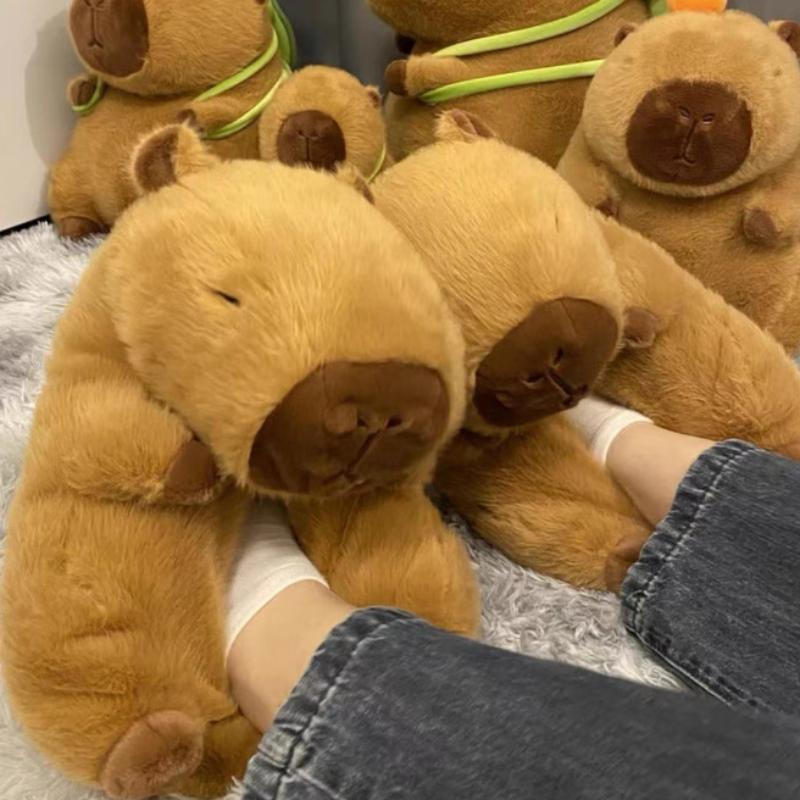 Kapibala Cartoon Soft Cute Capybara Cotton Slippers To Keep Warm In Autumn and Winter, All-inclusive Plush Couple Home Cotton Slippers