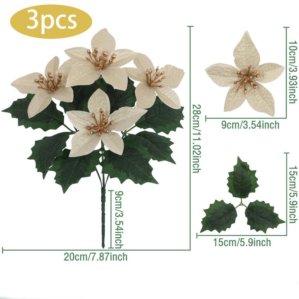Plastic Plants Christmas Artifical Flowers DIY Accessories Reusable Christmas Ornaments Creative with 5 Forks Vase Decoration