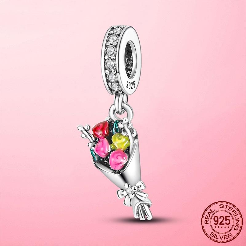 Новые туфли на высоком каблуке с красной эмалью 925 пробы, подвески-подвески, подходят для браслета, ожерелья, оригинальное изготовление ювелирных изделий