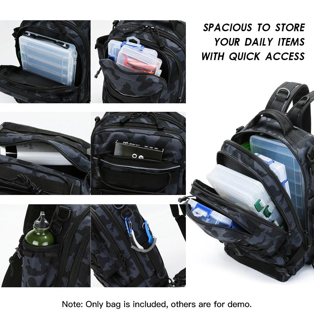 Fishing Tackle Backpack Storage Bag Outdoor Shoulder Backpack Water Resistant Fishing Gear Bag Cross Body Sling Bag