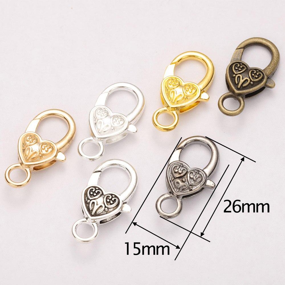 10 шт./лот 27 мм застежка-лобстер крючки сердце брелок застежки браслет-цепочка аксессуар для изготовления ювелирных изделий компоненты