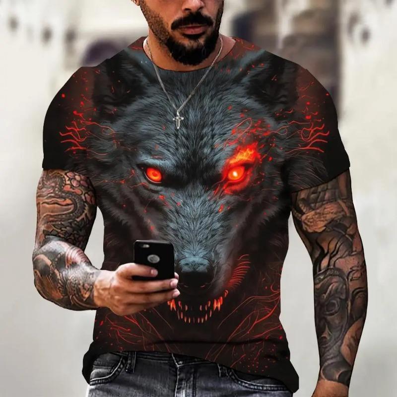 Wolf T-Shirt 3d Digital Animal Print Graphic Camisa Hombre Causal Tees Short Sleeves Comfortable Pullover Tops Men's Clothing