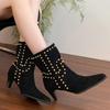 Elegant Suede Women Ankle Boots High Heels Pointed Toe Shoes Winter Pumps  New Trend Goth Fashion Chelsea Short Botas Mujer