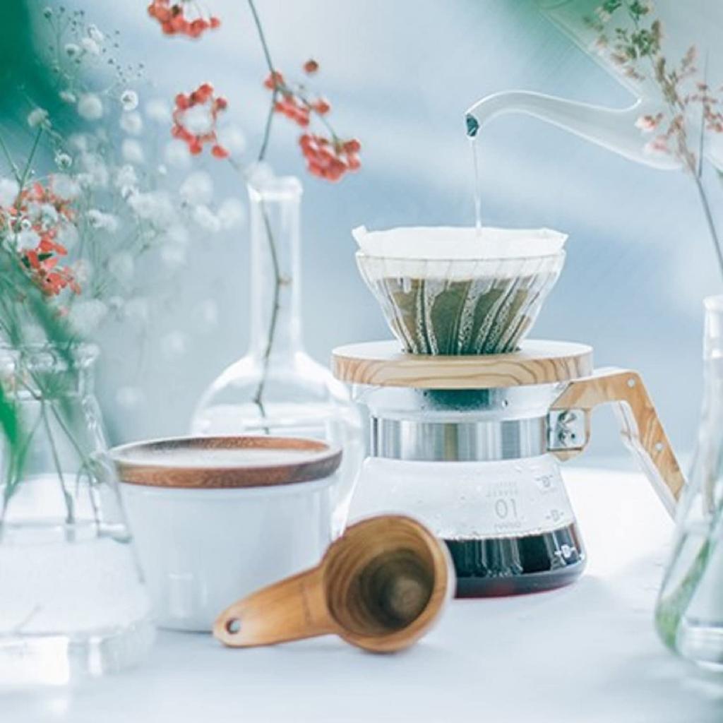 Hario V60 Термостойкая стеклянная прозрачная кофейная воронка Olive Wood 01 Кофейная воронка на 1-2 чашки VDGR-01-OV