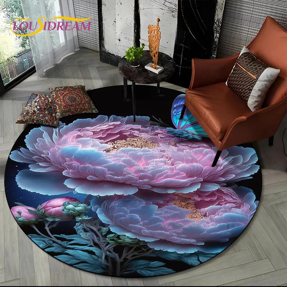 Роскошный ковер с 3D розами, подсолнухом, скандинавской ромашкой, круглый, для гостиной, спальни, декора дивана, детский коврик, нескользящий, напольный коврик, подарок