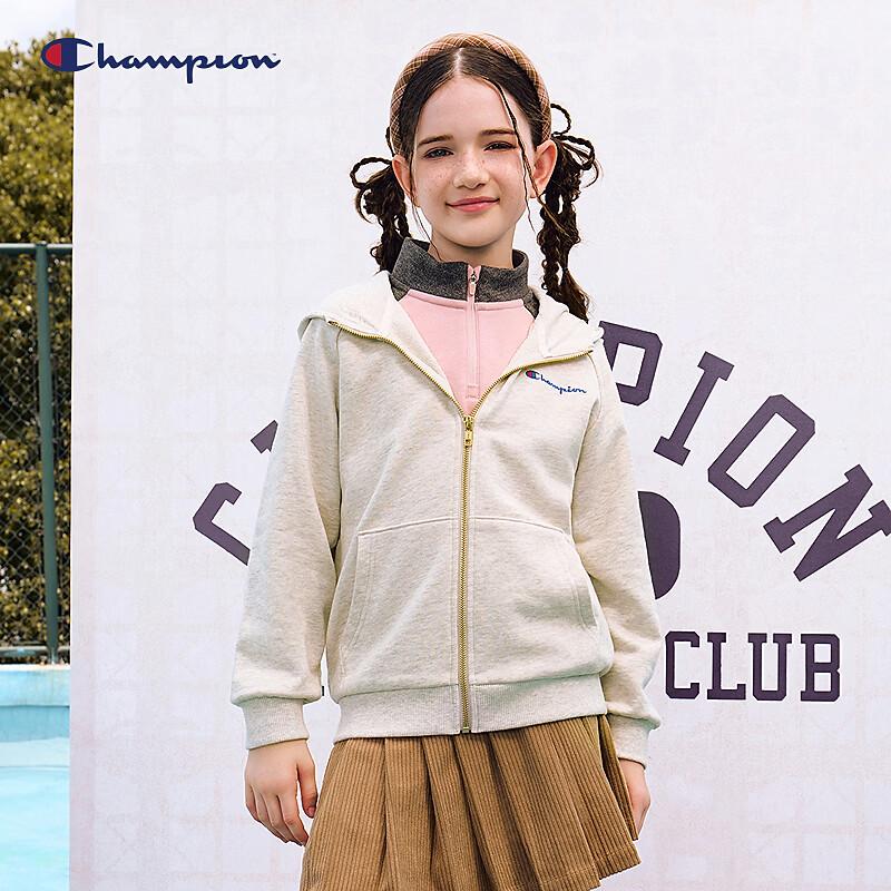 Champion Детская хлопковая толстовка с капюшоном на молнии с вышивкой
