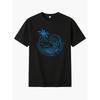 Kids Crewneck Short Sleeve T-Shirt, Hand Drawn Line Art "Happiness Comes in Waves" Beach Letter Print
