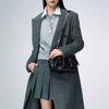 Charles & Keith Wrinkled Bag Small Square Boston PU Handbag Women handbags Black Chocolate CK2-30671820