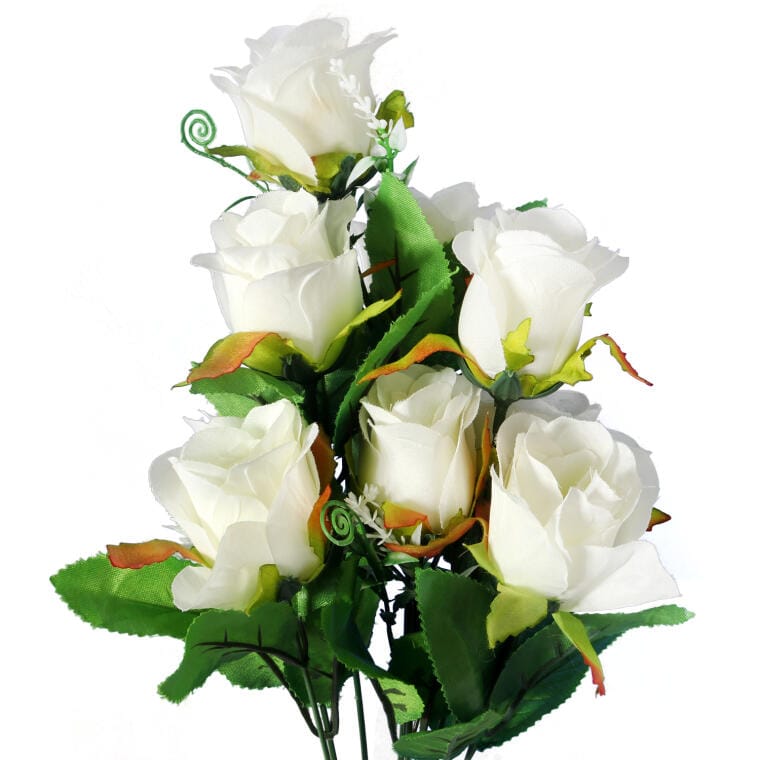 Elegant Bouquet of 9 Artificial White Roses Height 48 cm