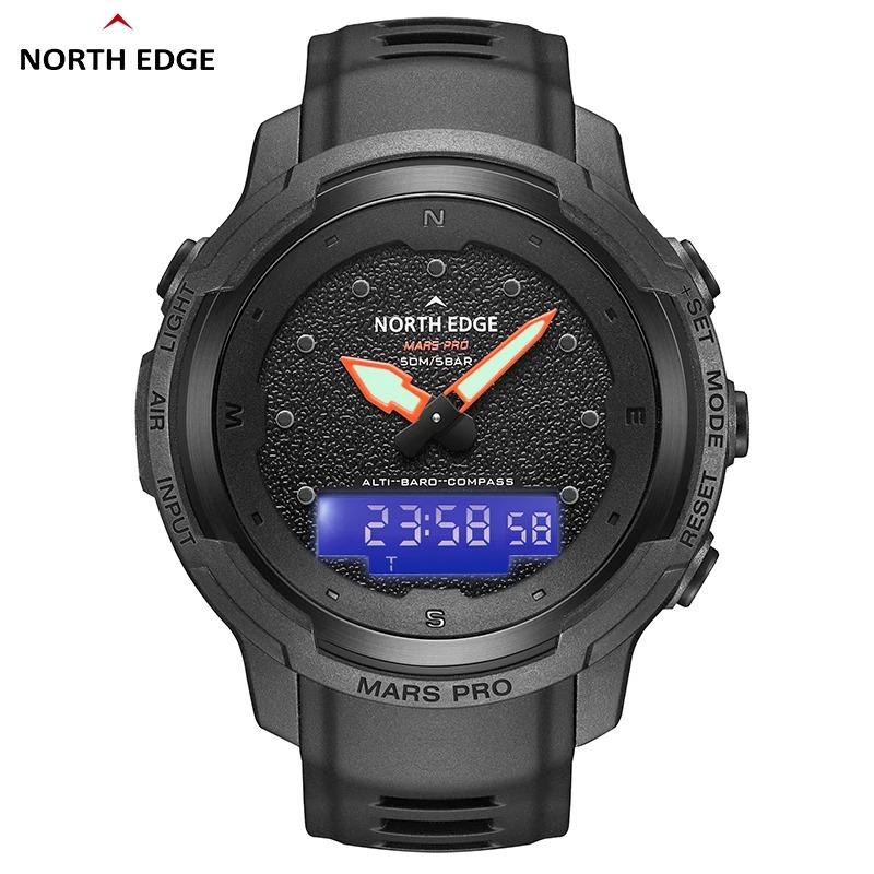 NORTH EDGE Мужские спортивные цифровые часы MARS Pro, военные армейские часы из углеродного волокна, альтиметр, барометр, компас, водонепроницаемые 50 м