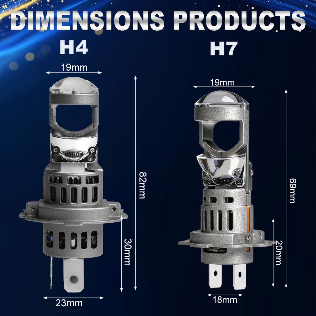 2 шт. Светодиодные линзы-проекторы H7 для фар H4 Canbus Автомобильные и мотоциклетные фары Мини Беспроводные Turbo 40000 лм Автоматическая противотуманная фара Plug&Play Фара 6500K Белый