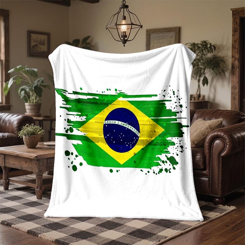 Brazil national football team Print Flannel Blanket Soft Warm Sofa Bed Throw Blanket For Home Office Bedroom